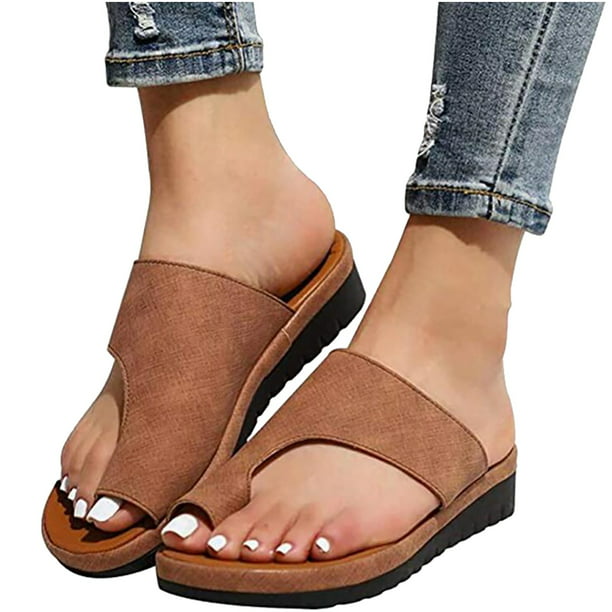 Women Summer Flip Flop Platform Leather Sandals Slipper Casual Beach Thong Shoes 
